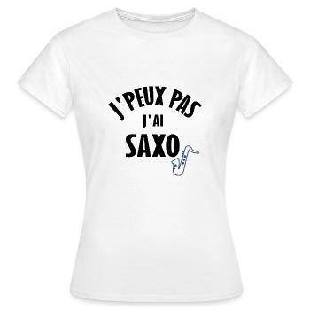 Tee shirt je peux pas j'ai saxo saxophone musicien - T-shirt Femme - blanc - Devant - AI Model Female 172 dark (172cm)