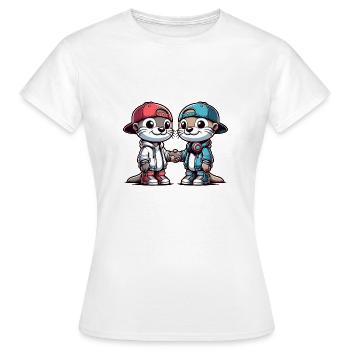 Deux copains loutres mignons copains pour toujours - T-shirt Femme - blanc - Devant - AI Model Female 172 dark (172cm)