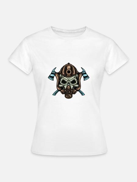 Firefighter Totenkopf - Frauen T-Shirt - Weiß