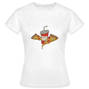 Pizza avec boisson - T-shirt Femme - blanc - Devant - AI Model Female 172 dark (172cm)