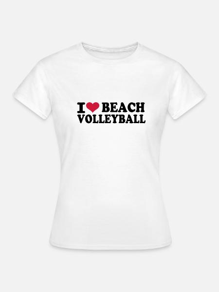 I love Beachvolleyball - Frauen T-Shirt - Weiß