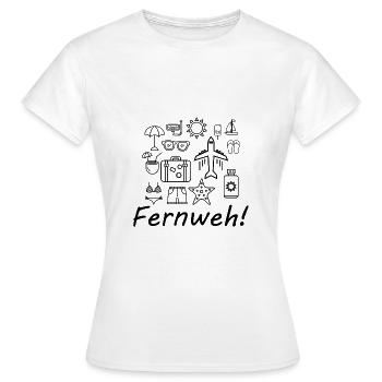 Urlaub Fernweh Reisen Sehnsucht - Frauen T-Shirt - Weiß - Vorne - AI Model Female 172 dark (172cm)