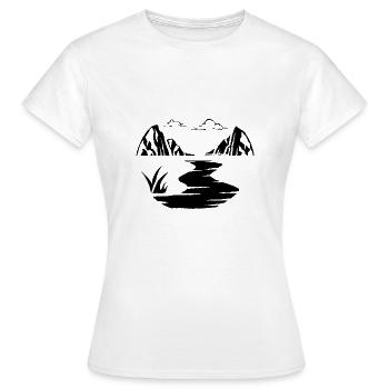 Berge Fluss Umriss - Frauen T-Shirt - Weiß - Vorne - AI Model Female 172 dark (172cm)
