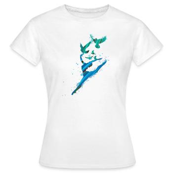 tanz,tänzerin,blau,graffiti,leichtigkeit, vögel - Frauen T-Shirt - Weiß - Vorne - AI Model Female 172 dark (172cm)