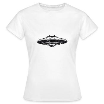UFO UAP Flying Saucer Spaceship Space Ship - Women's T-Shirt - white - Front - AI Model Female 172 dark (172cm)