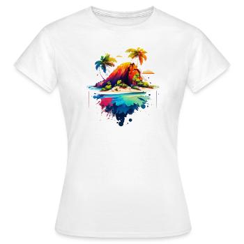 Belle illustration de l’île | Île des mers du Sud - T-shirt Femme - blanc - Devant - AI Model Female 172 dark (172cm)