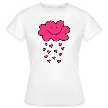 Lustige Regenwolke mit Herzen, Valentinstag, Liebe - Frauen T-Shirt - Weiß - Vorne - AI Model Female 172 dark (172cm)
