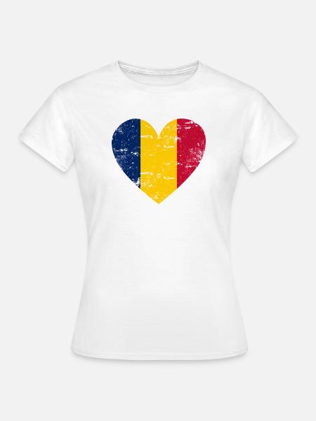 Tschad Flaggenherz - Frauen T-Shirt - Weiß