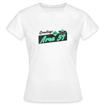 Salutations de la zone 51 - T-shirt Femme - blanc - Devant - AI Model Female 172 dark (172cm)