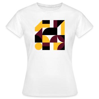 Colorful abstract geometric bauhaus background - Frauen T-Shirt - Weiß - Vorne - AI Model Female 172 dark (172cm)