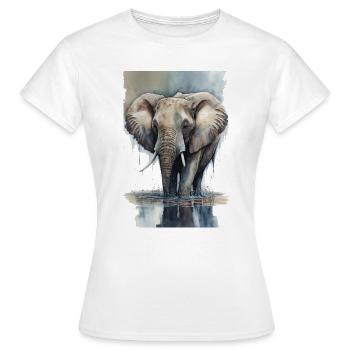 Aquarelle d’éléphant - T-shirt Femme - blanc - Devant - AI Model Female 172 dark (172cm)