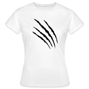 kratzer tatze klaue claws pfote - Frauen T-Shirt - Weiß - Vorne - AI Model Female 172 dark (172cm)