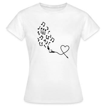 Kopfhörer mit Noten - Frauen T-Shirt - Weiß - Vorne - AI Model Female 172 dark (172cm)