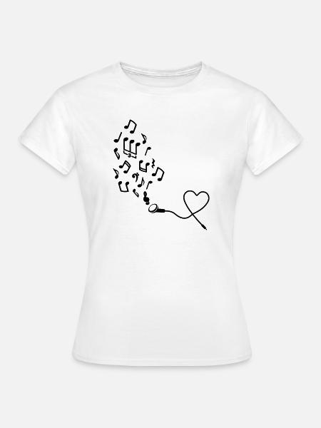 Kopfhörer mit Noten - Frauen T-Shirt - Weiß