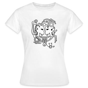 cyber Liebe Cyber Skull - Frauen T-Shirt - Weiß - Vorne - AI Model Female 172 dark (172cm)