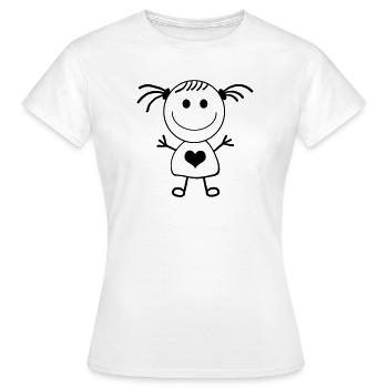 Mädchen Strichmännchen - Frauen T-Shirt - Weiß - Vorne - AI Model Female 172 dark (172cm)