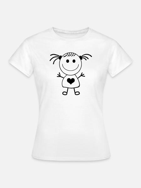 Mädchen Strichmännchen - Frauen T-Shirt - Weiß
