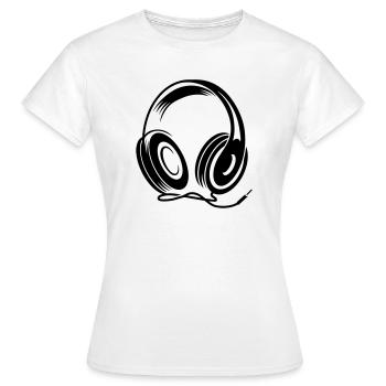 a headphone with cable - Women's T-Shirt - white - Front - AI Model Female 172 dark (172cm)