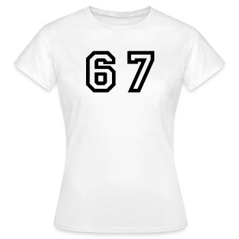 Number - 67 - Sixty Seven - Women's T-Shirt - white - Front - AI Model Female 172 dark (172cm)
