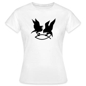 Muskel Shirt mit Odin's Raben auf Brust - Frauen T-Shirt - Weiß - Vorne - AI Model Female 172 dark (172cm)