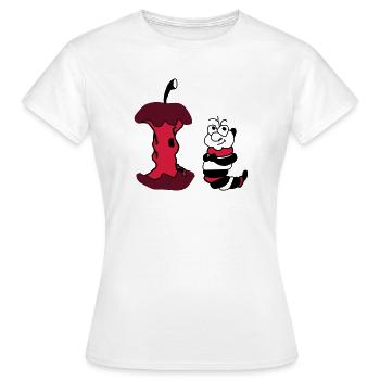 Apfel und Wurm - Frauen T-Shirt - Weiß - Vorne - AI Model Female 172 dark (172cm)