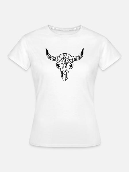 Schädel mit Hörnern - Frauen T-Shirt - Weiß