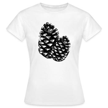 Two pine cones - Women's T-Shirt - white - Front - AI Model Female 172 dark (172cm)