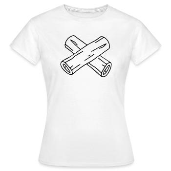 Achtung Vollpfosten - Frauen T-Shirt - Weiß - Vorne - AI Model Female 172 dark (172cm)