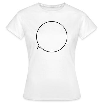 Speech bubble request text customizable - Women's T-Shirt - white - Front - AI Model Female 172 dark (172cm)