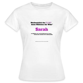 Ich bin Sarah - Sarah als Vorname - Mädchen - Frauen T-Shirt - Weiß - Vorne - AI Model Female 172 dark (172cm)