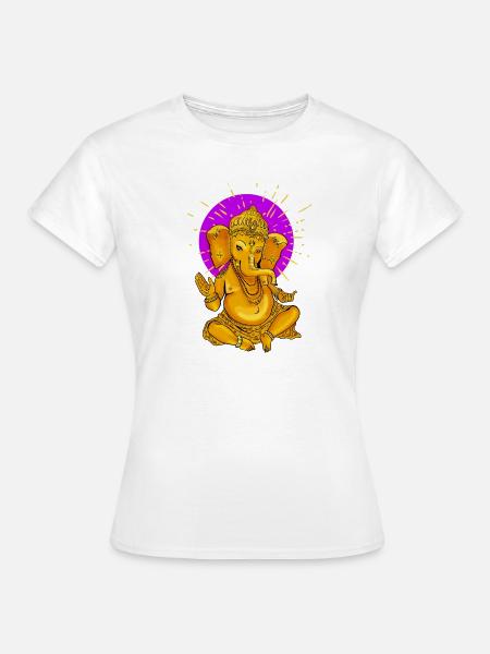 Yoga namaste Buddha Elefant ganesha gold Sonne om - Frauen T-Shirt - Weiß