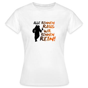 Feuerwehr - Alle rennen raus - wir rennen rein! - Frauen T-Shirt - Weiß - Vorne - AI Model Female 172 dark (172cm)