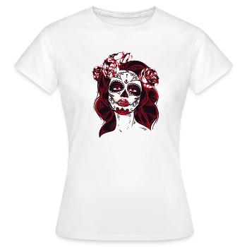 tod girl mexico kostüm totenkopf rose Totentag lol - Frauen T-Shirt - Weiß - Vorne - AI Model Female 172 dark (172cm)