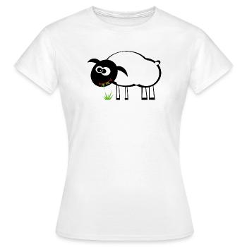 Karikatur Schaf mit Grasfresser - Frauen T-Shirt - Weiß - Vorne - AI Model Female 172 dark (172cm)