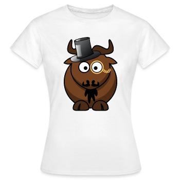 Caricature de buffle avec monocle - T-shirt Femme - blanc - Devant - AI Model Female 172 dark (172cm)