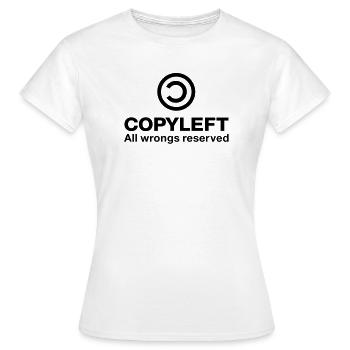 Copyleft Alle Unrecht vorbehalten - Frauen T-Shirt - Weiß - Vorne - AI Model Female 172 dark (172cm)
