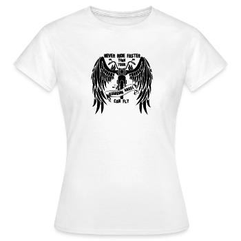 Ne conduisez jamais plus vite que votre ange gardien vole - T-shirt Femme - blanc - Devant - AI Model Female 172 dark (172cm)