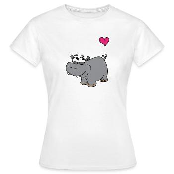 Nilpferd mit Herzballon - Frauen T-Shirt - Weiß - Vorne - AI Model Female 172 dark (172cm)
