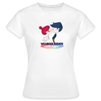 weniger reden - mehr küssen - Frauen T-Shirt - Weiß - Vorne - AI Model Female 172 dark (172cm)