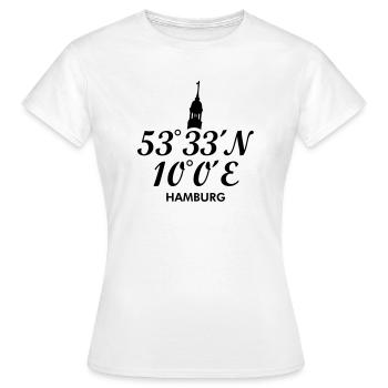 Hamburg Koordinaten Hamburger Michel - Frauen T-Shirt - Weiß - Vorne - AI Model Female 172 dark (172cm)
