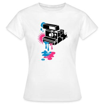 Sofortbildkamera - Farbe tropft raus - - Frauen T-Shirt - Weiß - Vorne - AI Model Female 172 dark (172cm)