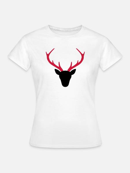 Hirsch Geweih Jäger Geschenk - Frauen T-Shirt - Weiß