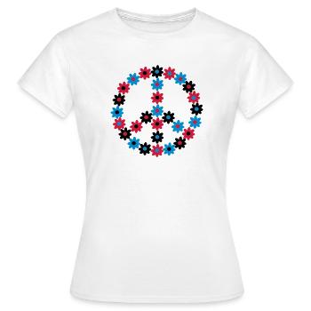 Blumen Friedenszeichen - Frauen T-Shirt - Weiß - Vorne - AI Model Female 172 dark (172cm)