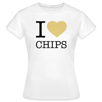 I LOVE CHIPS - T-shirt Femme - blanc - Devant - AI Model Female 172 dark (172cm)