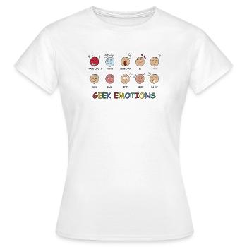 GEEK EMOTIONS - SCHWARZER TEXT - Frauen T-Shirt - Weiß - Vorne - AI Model Female 172 dark (172cm)