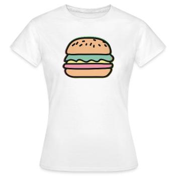 Burger Illustration - Women's T-Shirt - white - Front - AI Model Female 172 dark (172cm)
