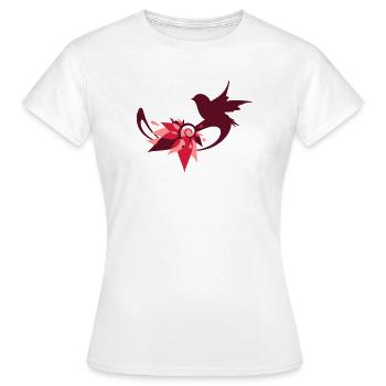 Phantasie Vogelnest aus Laubblätter,mit Vogel - Frauen T-Shirt - Weiß - Vorne - AI Model Female 172 dark (172cm)