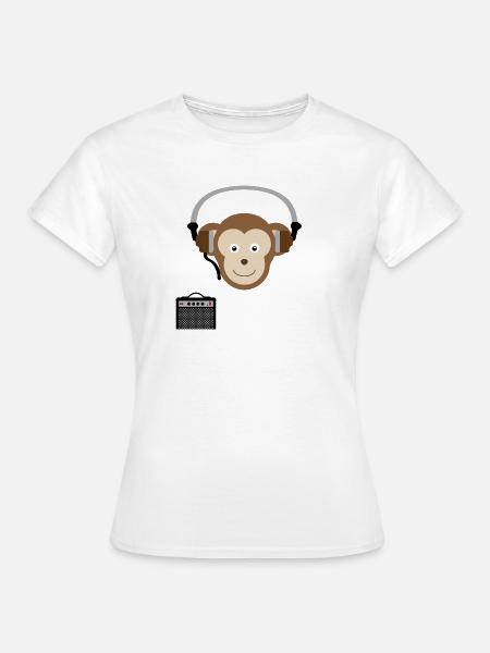 Affe mit Kopfhörern Musik - Frauen T-Shirt - Weiß