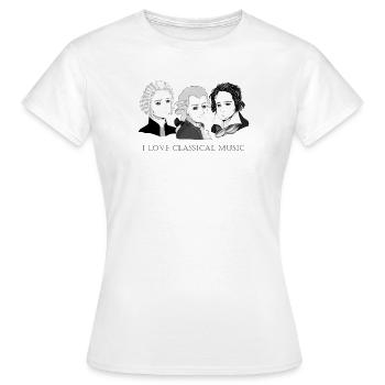 Bach - Mozart - Beethoven en chibi - T-shirt Femme - blanc - Devant - AI Model Female 172 dark (172cm)