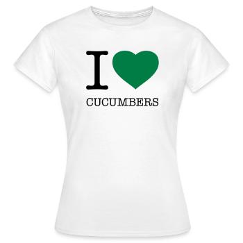 J’ADORE LES CONCOMBRES CONCOMBRE CONCOMBRE CONCOMBRE - T-shirt Femme - blanc - Devant - AI Model Female 172 dark (172cm)